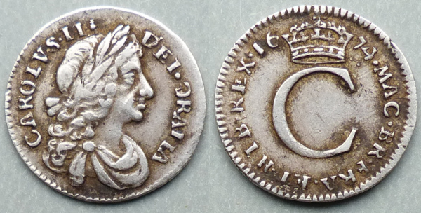 Charles II, 1674 reversed G error maundy penny Charles II, 1674 reversed G error maundy penny